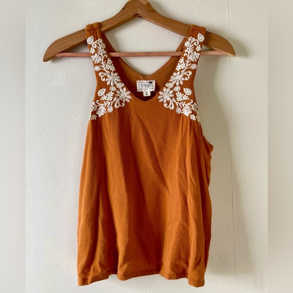 La Hearts Tops - L.A.Hearts Tank Top-Tan-Size M